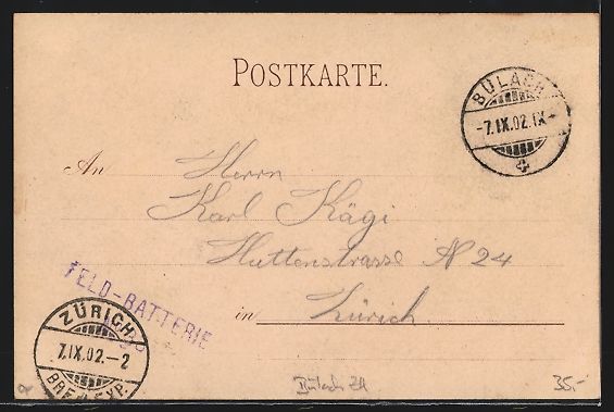 Ansichtskarten: AK Bülach, Teilansicht, Asyl, 1902 – Gebraucht aus Berlin von bartko-reher 1