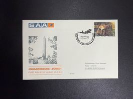SAA Erstflugbrief Johannesburg-Zürich 1985