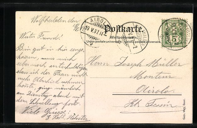 Cartoline postali: Wolfhalden, Ortsansicht aus der Vogelsch – Usato da Berlin venduto da bartko-reher 1