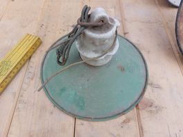 Antike Deckenlampe Lampenschirm Weiss/ Grün 20cm