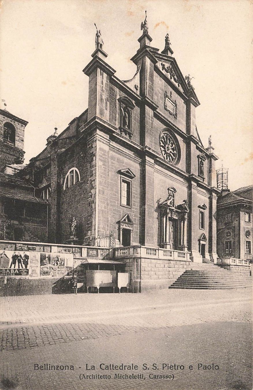Cartoline postali: Bellinzona la cattedrale – Usato da Biasca venduto da Blenio71