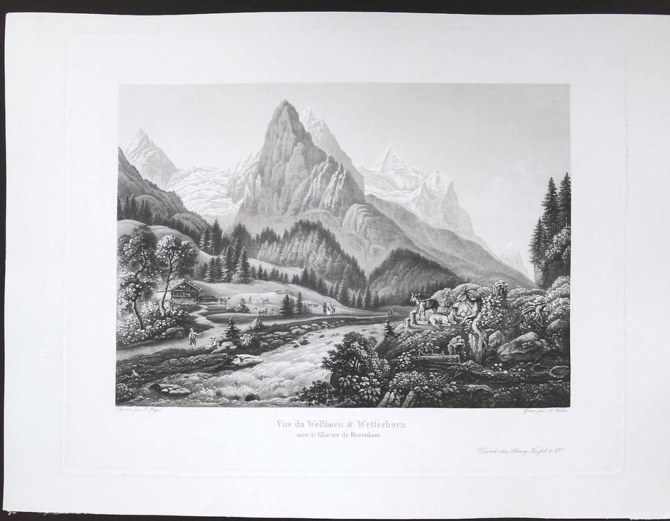 Wetterhorn Wellhorn grosse Aquatinta von Meyer (Gebraucht) in Rafz für ...