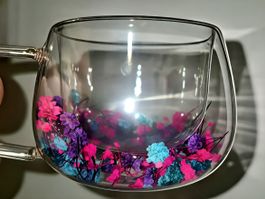 Tazze in vetro con fiori secchi set di 2
