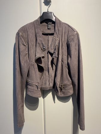 Coole Streetwear Jacke grau Wildlederoptik Grösse M
