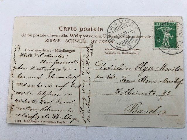 Ansichtskarten: Burgdorf, von 1909 – Gebraucht aus Niederscherli von Lucia16 1