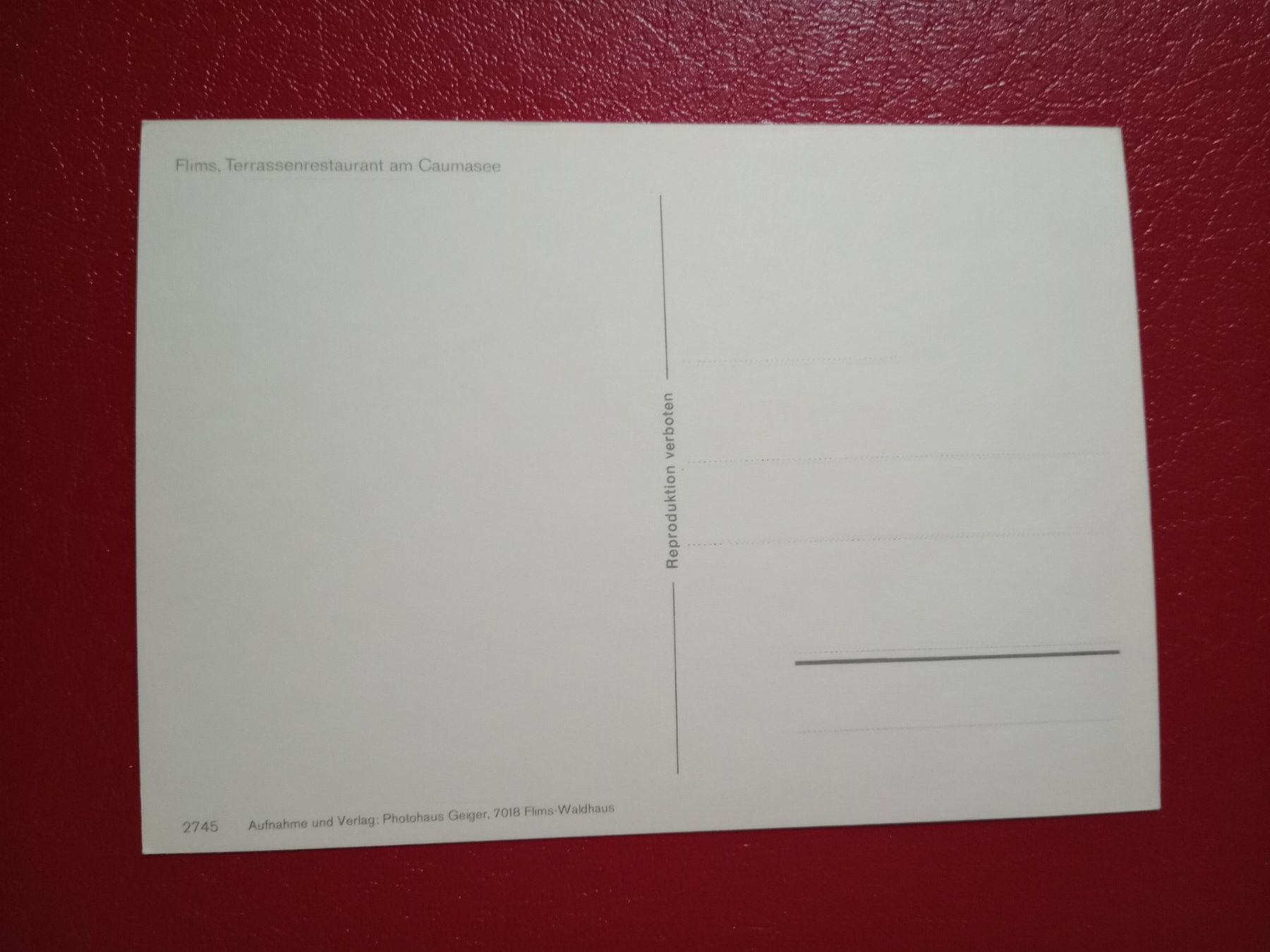 Cartoline postali: Flims Restaurant Terrasse am Caumasee – Usato da Küttigen venduto da Melisch1000 1
