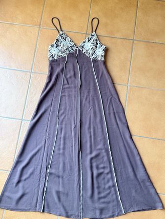 Abito lungo Zara donna marrone pizzo taglia S nuovo