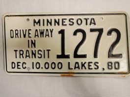 Vintage USA Nummernschild Minnesota 1272 aus dem Jahr 1980