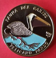 KUBA Cuba - 1 Peso 1994 Farbmünze Pelikan