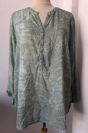 Blouse légère vert motif feuilles NILE, Tencel, taille XL