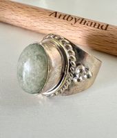 Vintage Boho Ethno Statement-Ring XL Aventurin-Cabochon G 58