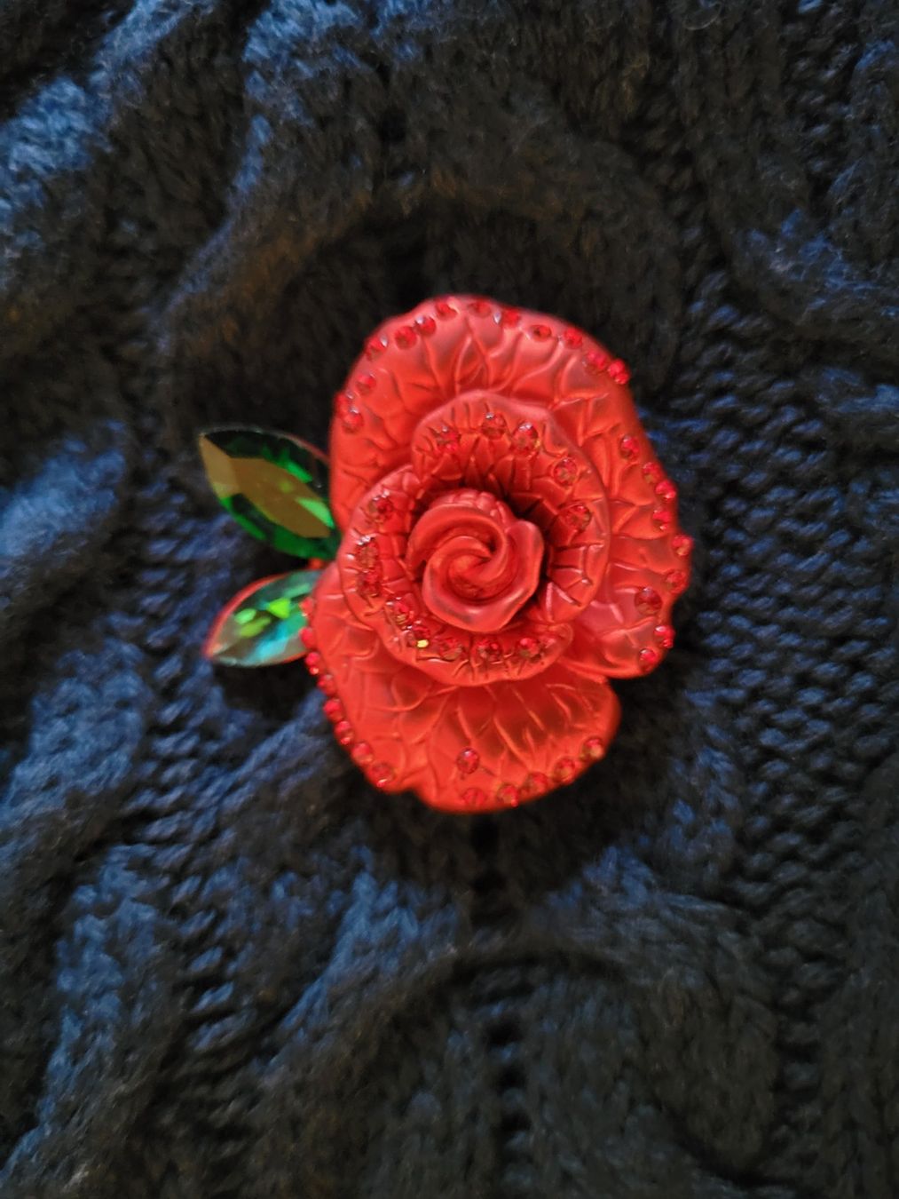 Spille & Fermagli: Broche fleur rouge vintage avec strass – Usato da Bernex venduto da Dariafr 5