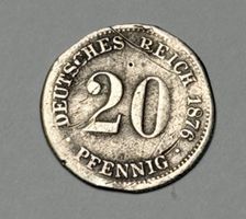 Pièce 20 Pfennig 1876 Empire Allemand état visible 1.05g