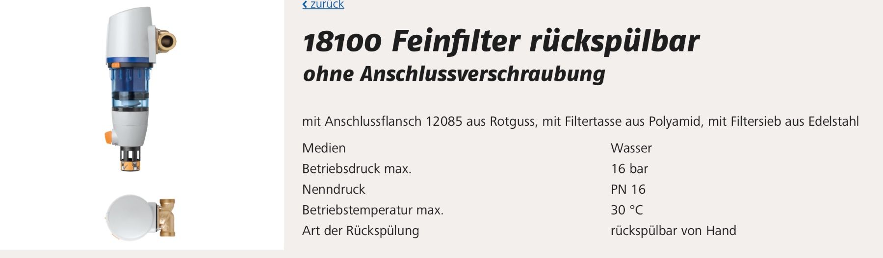 Sanitari: Feinfilter Rückspülbar – Nuovo (secondo la descrizione) da Niedergösgen venduto da elromano74 3