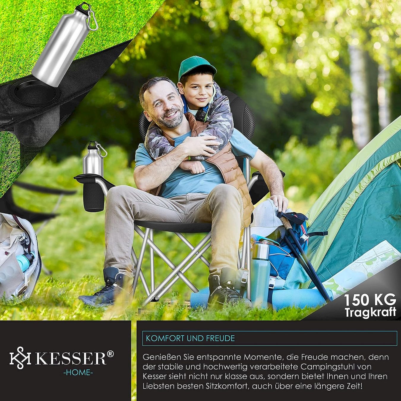 Mobili da campeggio: KESSER Campingstuhl Schwarz – Nuovo e nell'imballaggio originale da Bottighofen venduto da zaap 4