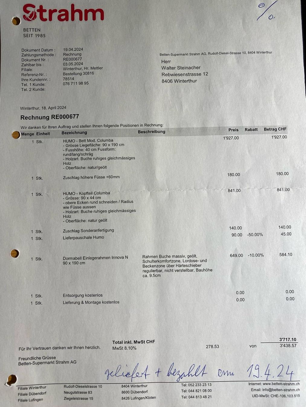 Letti: HUMO- Bett Mod.Columba – Nuovo (secondo la descrizione) da Winterthur venduto da Bole.sd 2