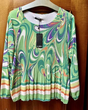 Pitarelo Blusentop Grün Bunt gemustert Gr. M/L Neu