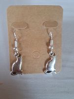 Silberfarbige Katzen Ohrhänger, Ohrringe Modeschmuck