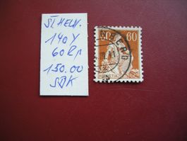 STEH. HELVETIA MIT SCHWERT, ZNr 140y, SBK 150.00