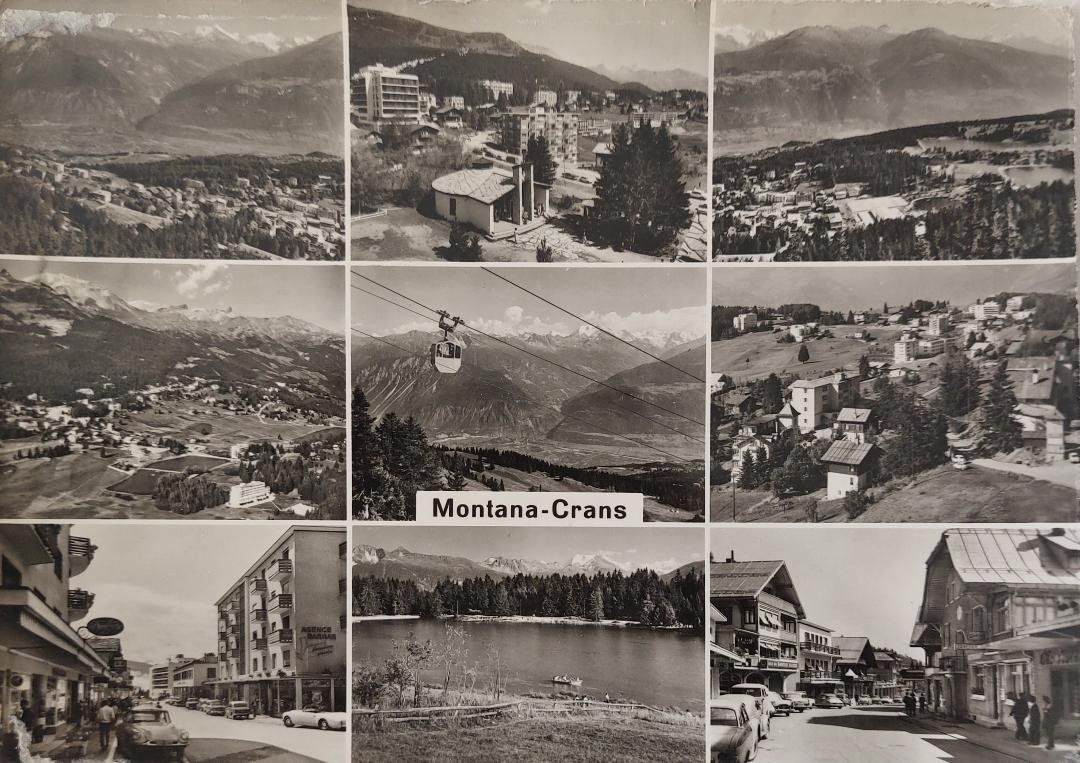 Cartoline postali: MONTANA-CRANS - Multi Vues - 1965 – Usato da Delémont venduto da Domdom1