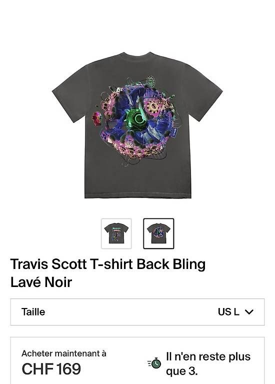 T-shirt: Travis Scott Back Bling T-shirt – Nuovo e nell'imballaggio originale da Fleurier venduto da pin_g8bs 2