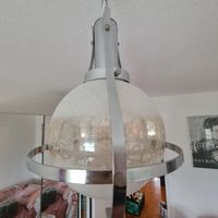 Retro 70 er Hängelampe Chrom & Milchglas