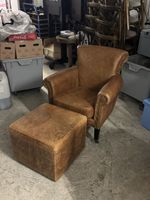 Ledersessel mit Hocker braun gute Zustand