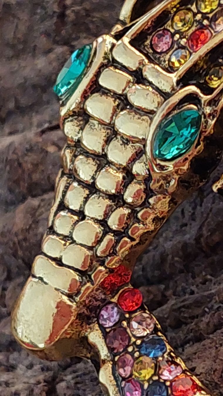 Spille & Fermagli: Farbige Brosche Krokodil / Echse goldfarbig mit Strass – Nuovo (secondo la descrizione) da Oberwil BL venduto da Kukkaniitty 5