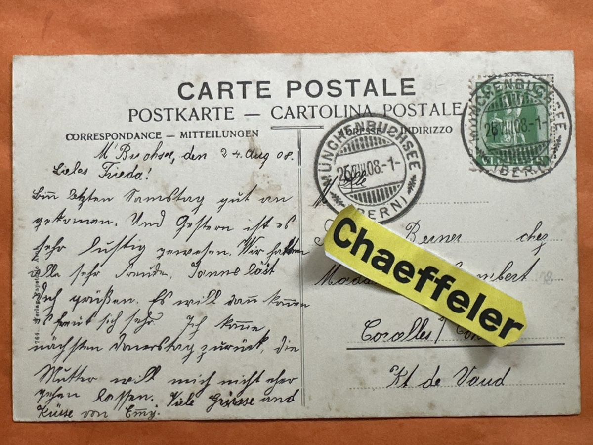 Cartoline postali: 1908 Münchenbuchsee, Rarität! – Usato da Zürich venduto da Chaeffeler 1