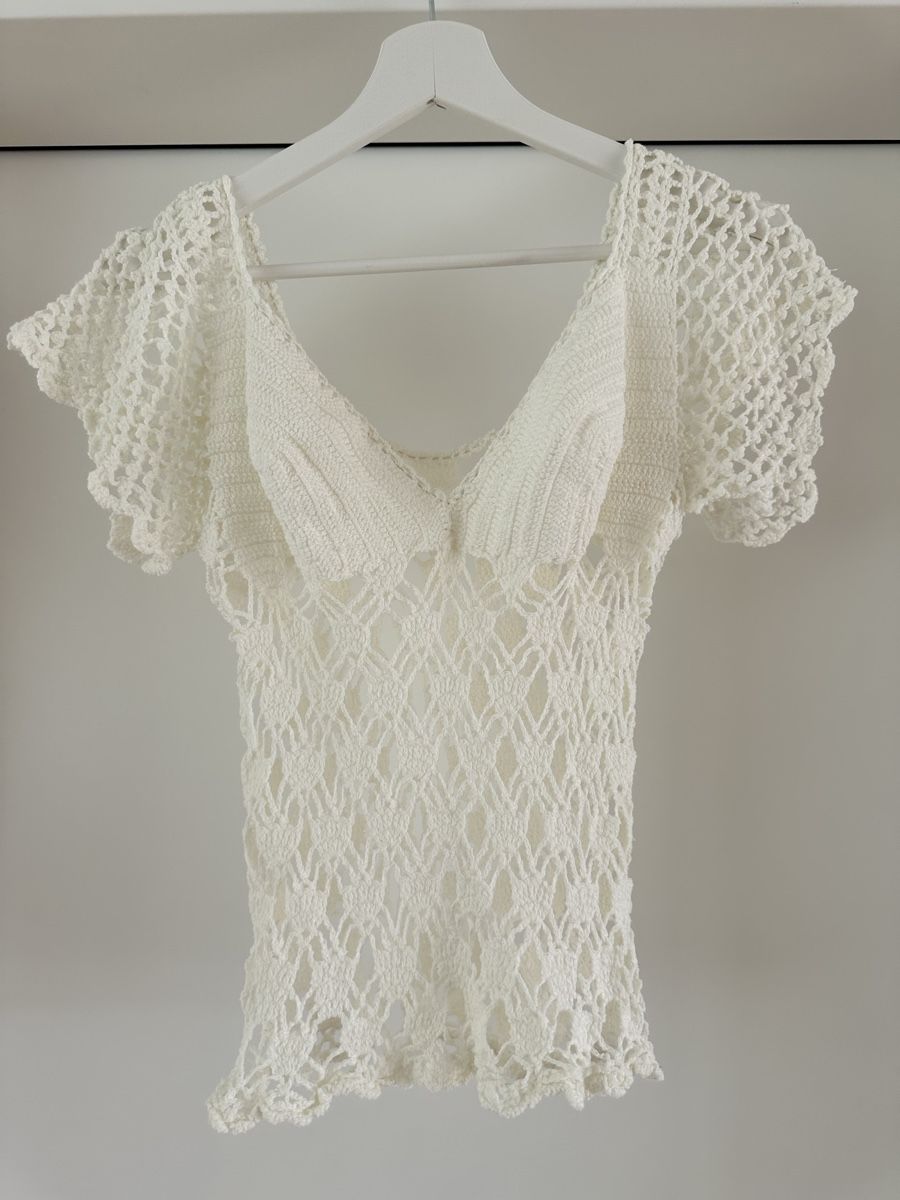 Top: Handmade gehäkeltes Top, weiss, Grösse onesize – Nuovo (secondo la descrizione) da Winterthur venduto da Angel2024 1