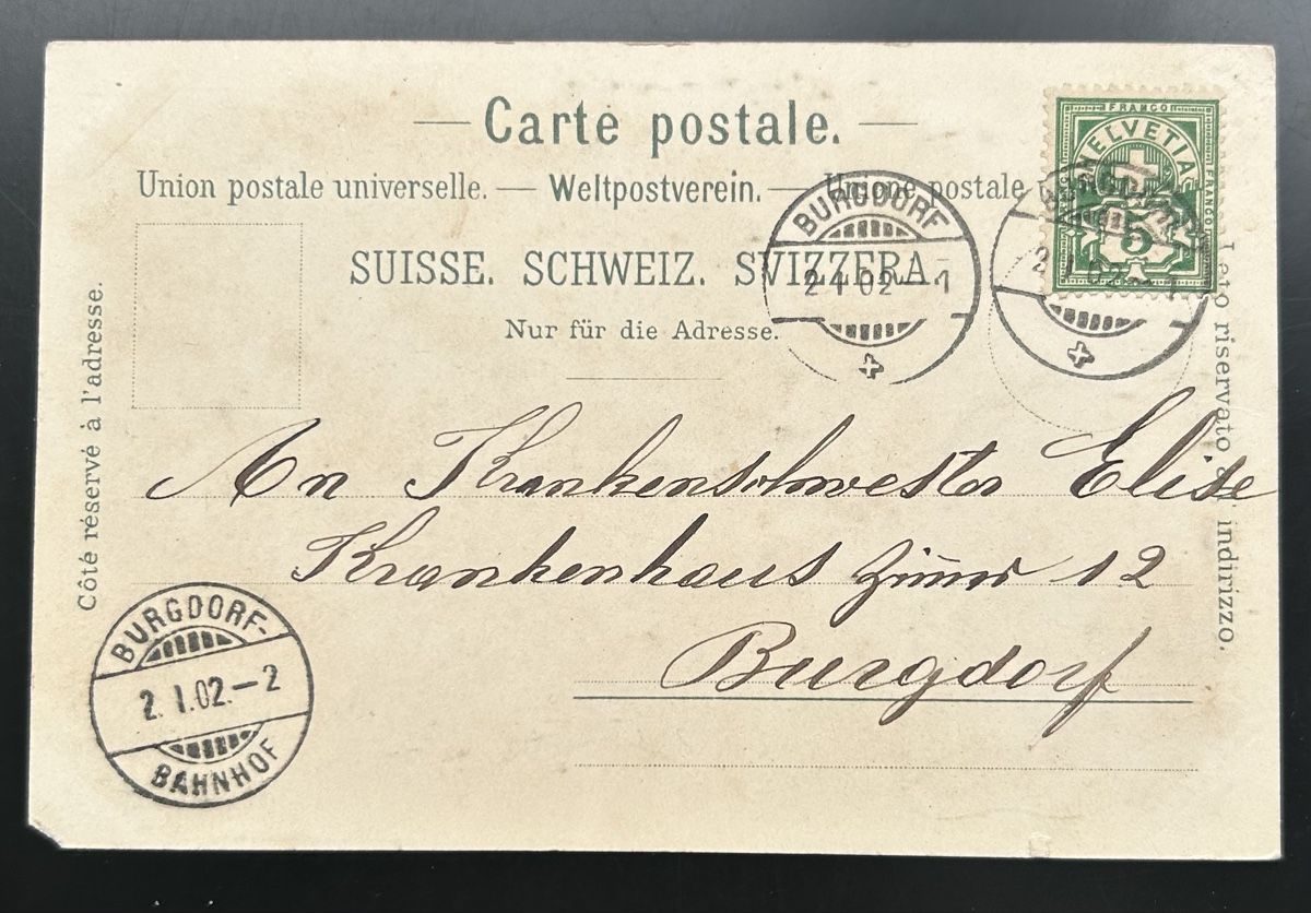 Cartoline postali: Gruss aus Burgdorf Winterlitho  – Usato da Horw venduto da Tellbub 1