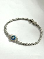 Armband mit Nazar-Auge, aus weiss Gold neu!