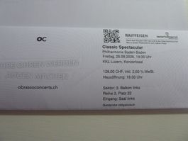 CLASSIC SPECTACULAR - KKL Luzern, 25.09.2026 / 1 Ticket
