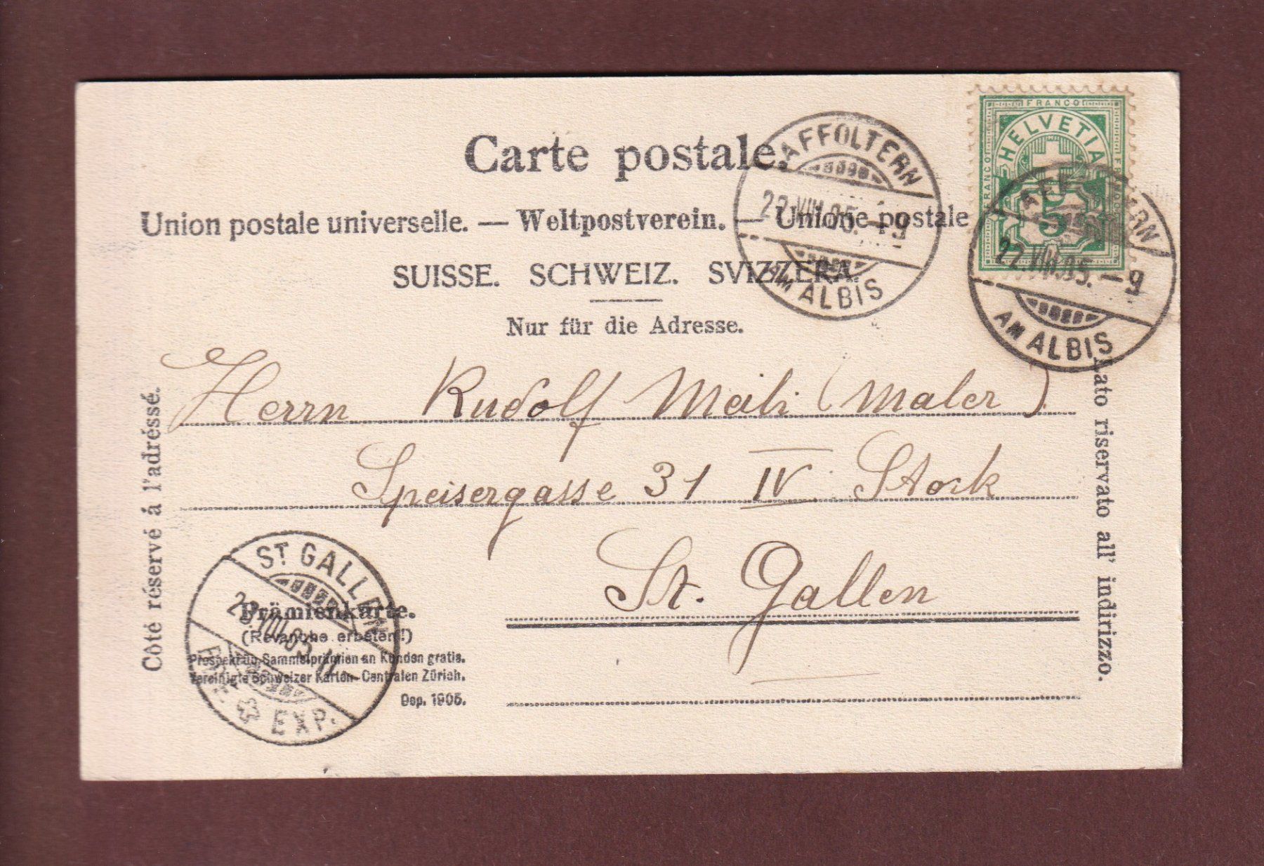 Cartoline postali: ZÜRICH - Landesmuseum - 1905 – Usato da Pully venduto da nicecards 1