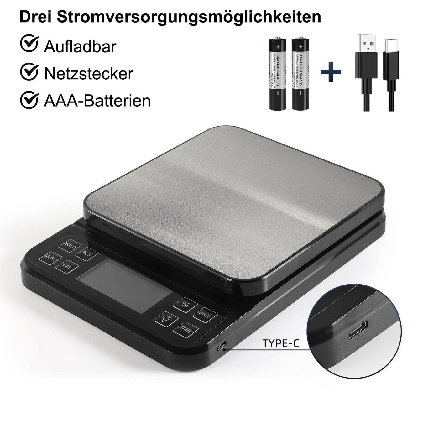 Bilance da cucina: 0.1g/5kg Große Digitale Küchenwaage mit% Prozentfunktion – Nuovo (secondo la descrizione) da Thun venduto da coverall 3