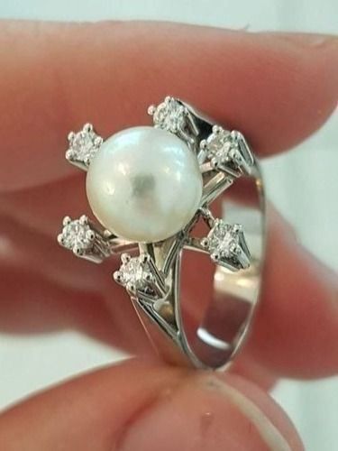 Ringe: Brillant - Perlen Ring aus 750 Weissgold – Gebraucht aus Unterägeri von Altgoldschmuck 4