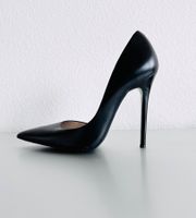 High Heel Stiletto Pumps black leather size 38 heel 12cm