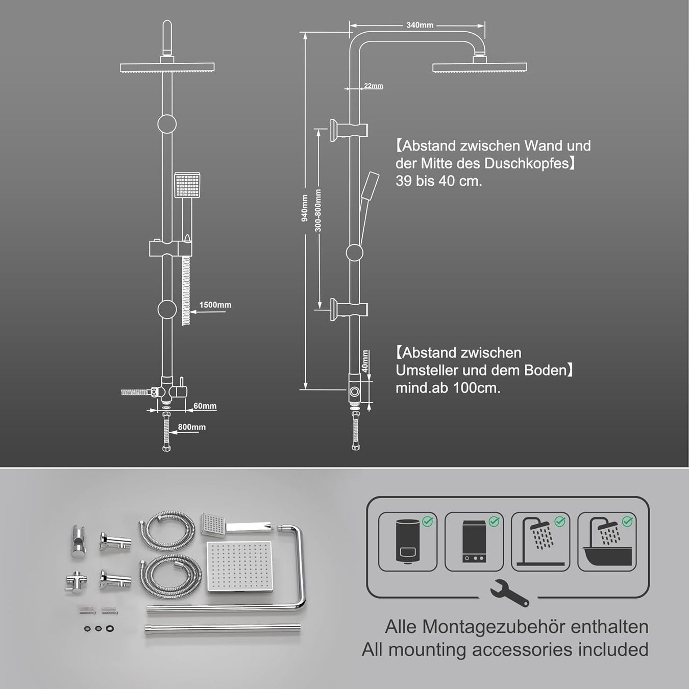 Docce: Duschsystem Regendusche 20x20cm Wassersparend Chrom – Nuovo e nell'imballaggio originale da St. Gallen venduto da sch_zsz7 5