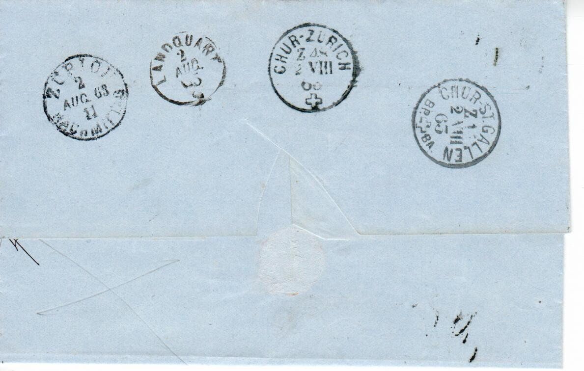Alle Briefmarken: Brief, Davos Platz 1863 – Gebraucht aus Wolhusen von Curver9