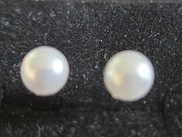 Puces d'oreilles en perles 5mm  blanches argent 925 chic ☆☆☆