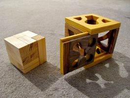 3D Holz Puzzle SOMA Würfel Denk Spiel Box Schiebe Deckel B)