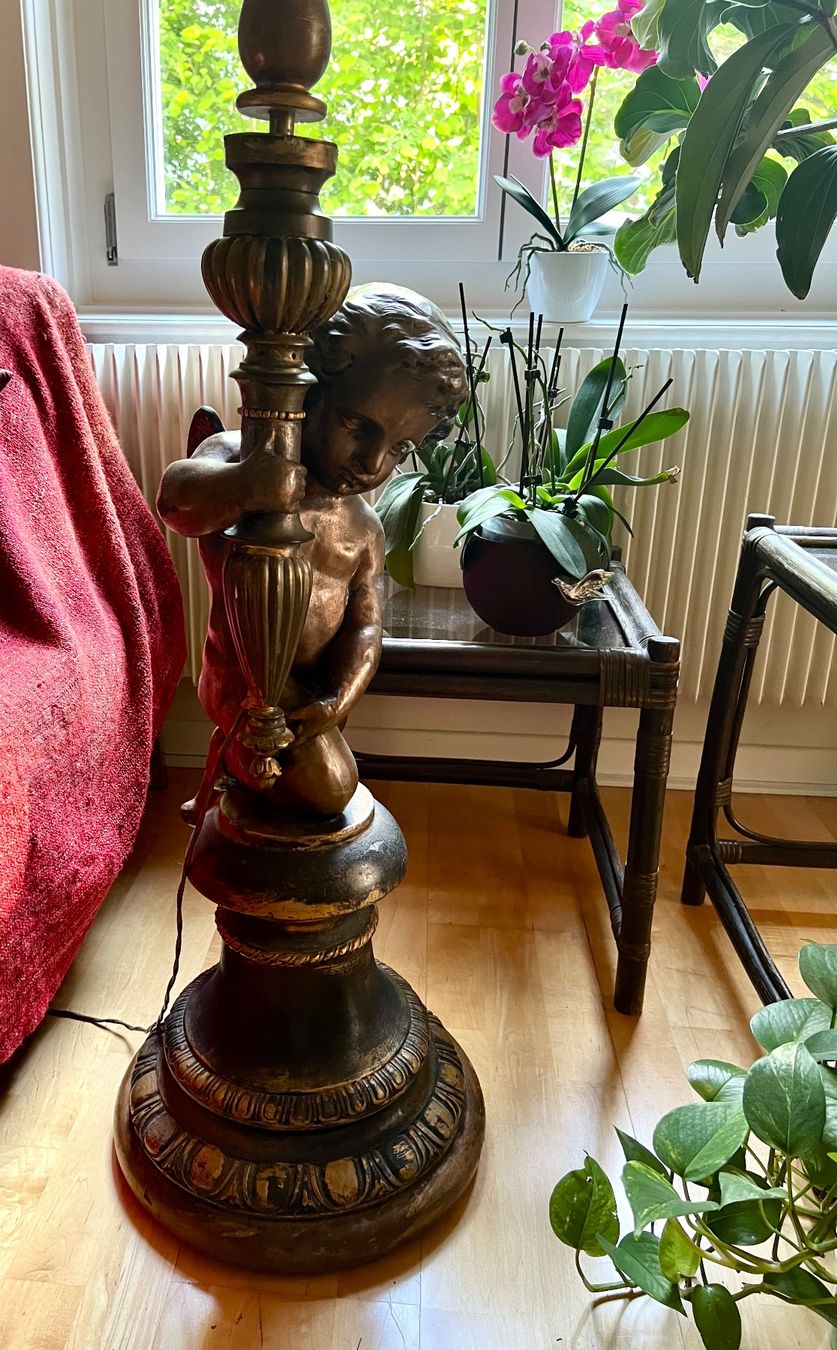 Lampade: Original antik Ständer Lampe Italy Putte Engel ca.1900 – Usato da Bern venduto da bergsee-copyright 4
