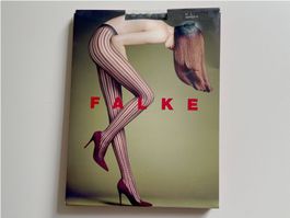 Strumpfhose Gr. L FALKE Luxus dark blue mit Bordüre NEU
