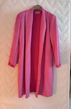 Damen Mantel lang pink Wildleder Optik 