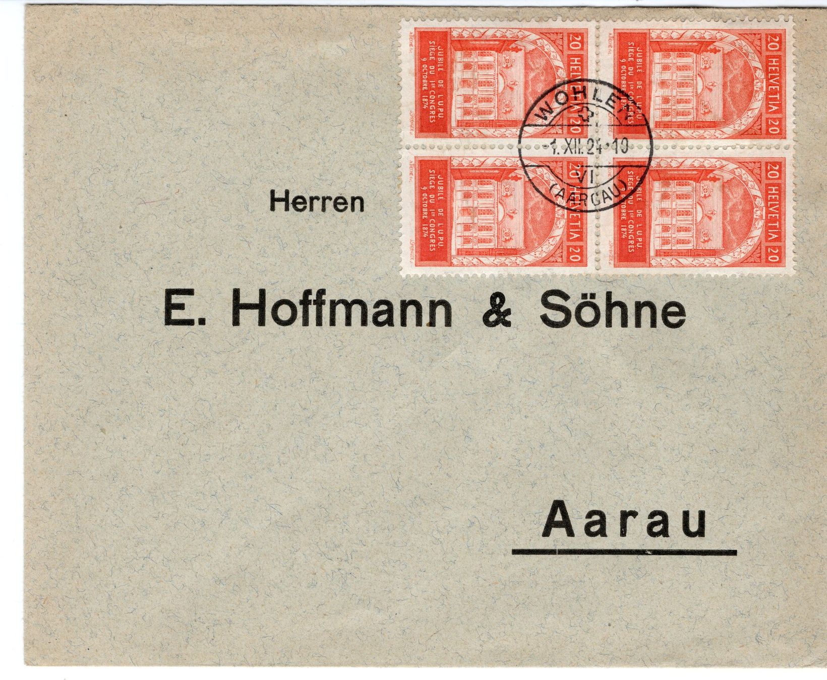 Alle Briefmarken: 2 schöne Briefe UPU 1924 je mit Viererblock – Gebraucht aus Steffisburg von malurada 1