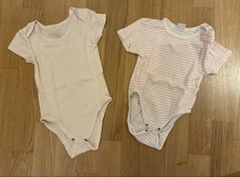 2 Bodys kurzarm Grösse 86-92 / rosa & rosa-weiss