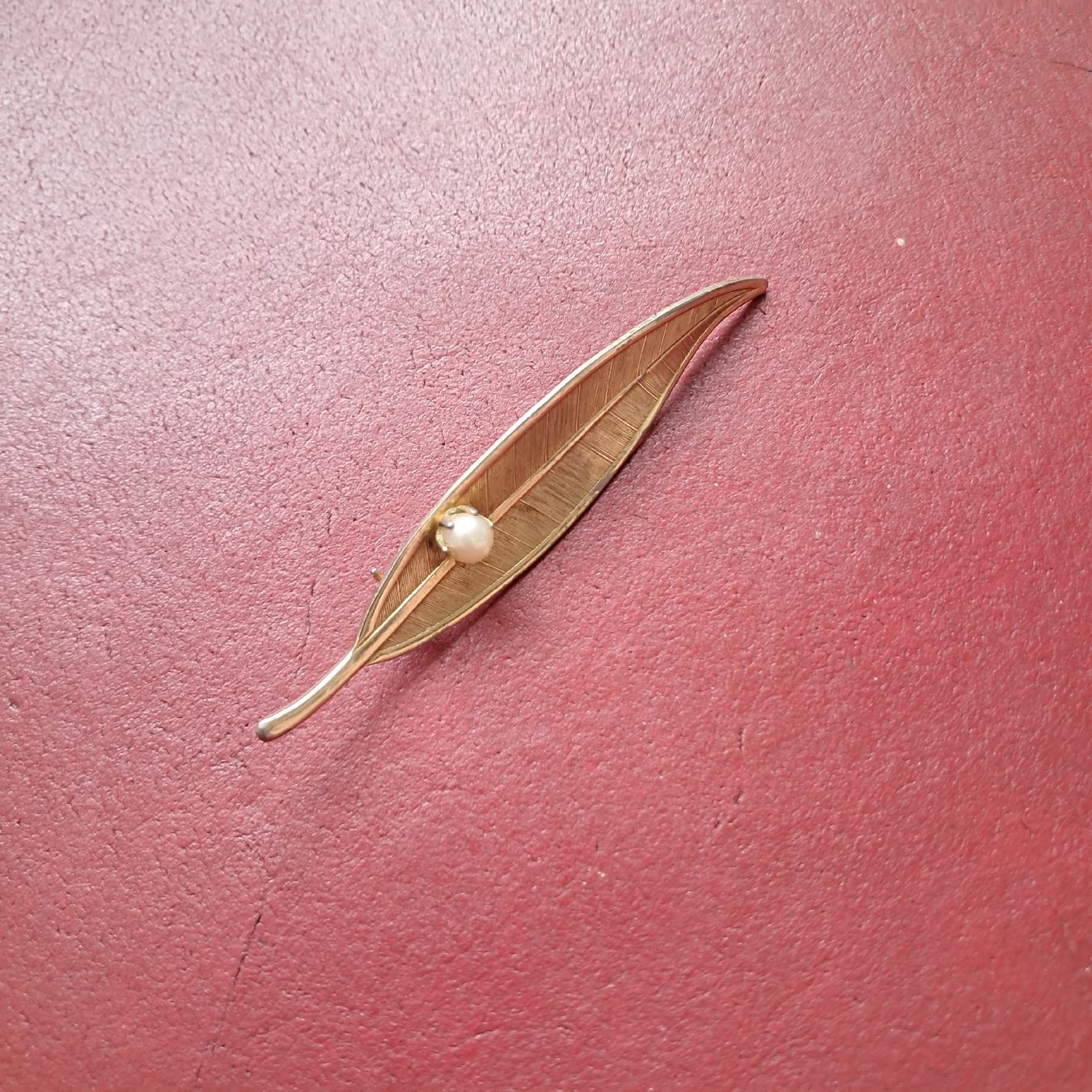 Spille & Fermagli: Brosche Blatt mit Perle vergoldet Vintage 5.5 cm – Usato da Dietikon venduto da una_y6wy 2