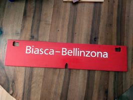 PTT/Postauto Strecken-Schild - Biasca-Bellinzona-Biasca