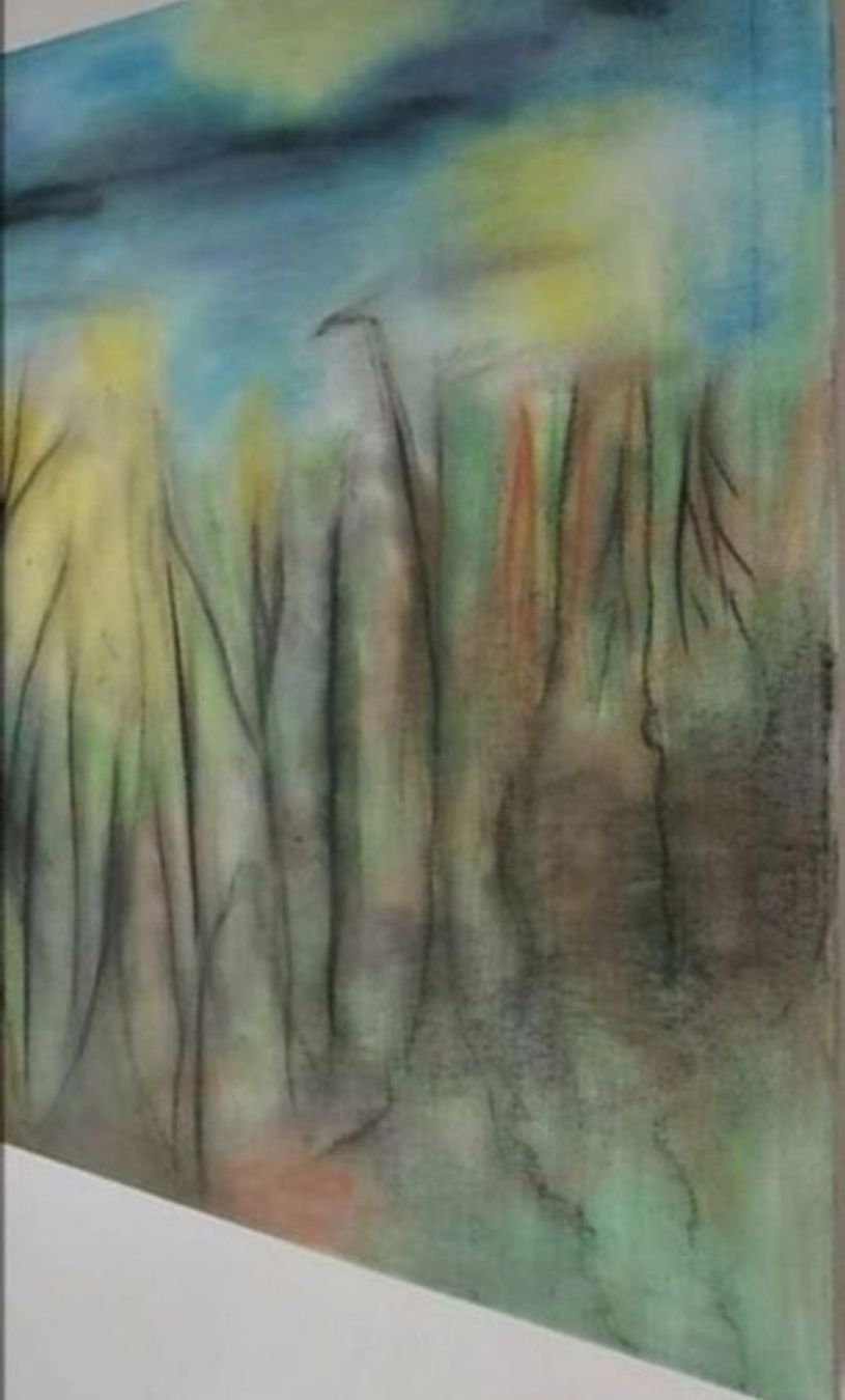 Tableaux: Gemälde "Waldstück " handmade 57×57 – Neuf (Voir description) à Riehen par Steinbock1970 2