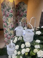 Paravento vintage con tessuto floreale 